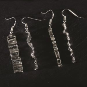 Ribbon drop earrings from Silverfish designs