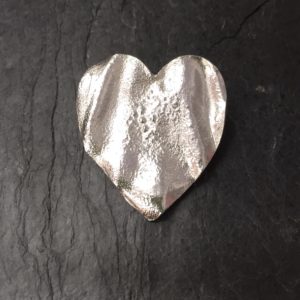 Large ribbon heart brooch handmade by Silverfish Designs